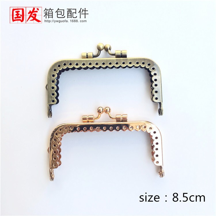 8.5CM cuadrado de encaje brillante carro piezas de oro boca clásica bolsa de oro boca