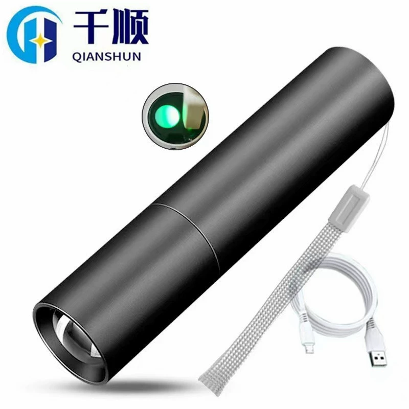 Трансграничный сильный фонарик светодиодный фонарик Сильный свет USB-зарядка на большие расстояния небольшой мини-портативный многофункциональный черный общежитие
