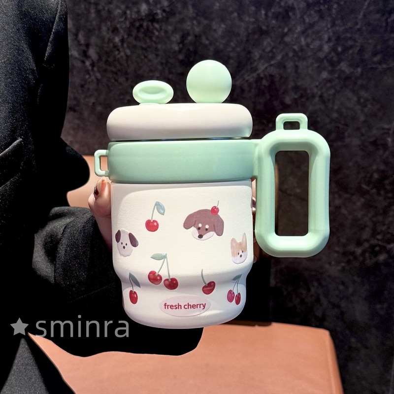 高颜值保温杯女生桌面杯2025新款便携水杯办公双饮吸管杯咖啡杯子|undefined
