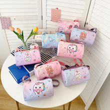 儿童包包卡通可爱女童斜挎包小女孩印花帆布圆筒包宝宝外出零钱包