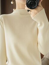 2023年秋冬新款韩版女士半高领长袖针织衫女士套头打底纯色针织衫