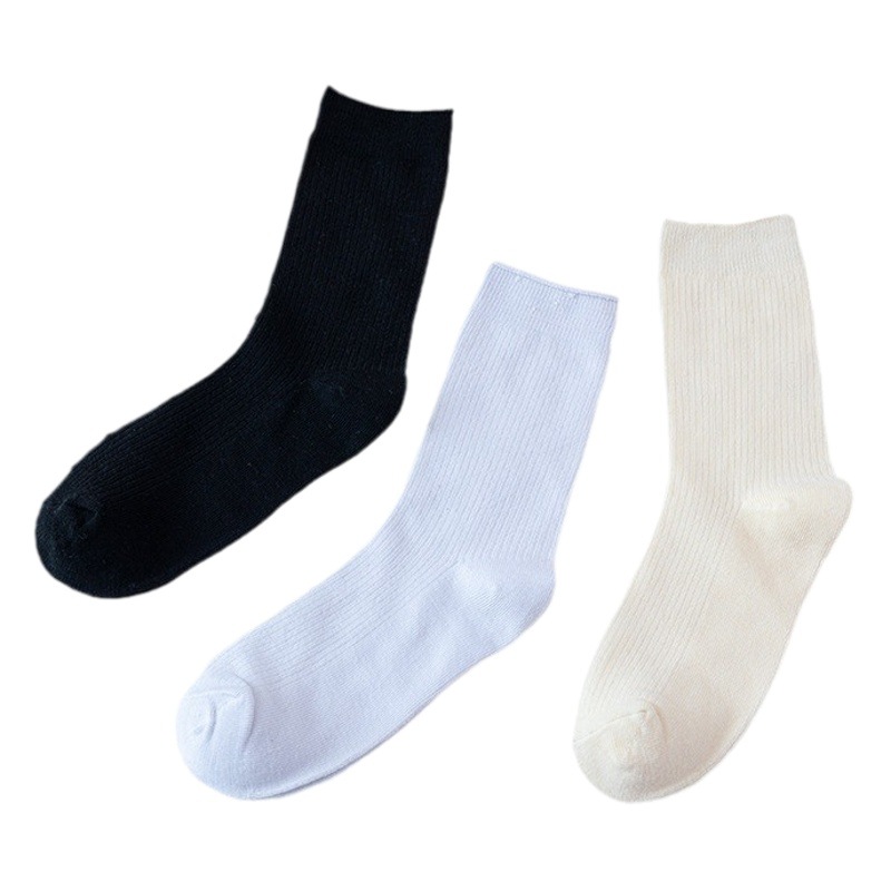 Otoño e Invierno de color sólido de las mujeres JK Lolita calcetines japoneses de punto calcetines cálidos de media pantorrilla Medias Blancas de las mujeres del todo fósforo