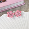 Fuchsia soft small design cute earrings, flowered, trend of season