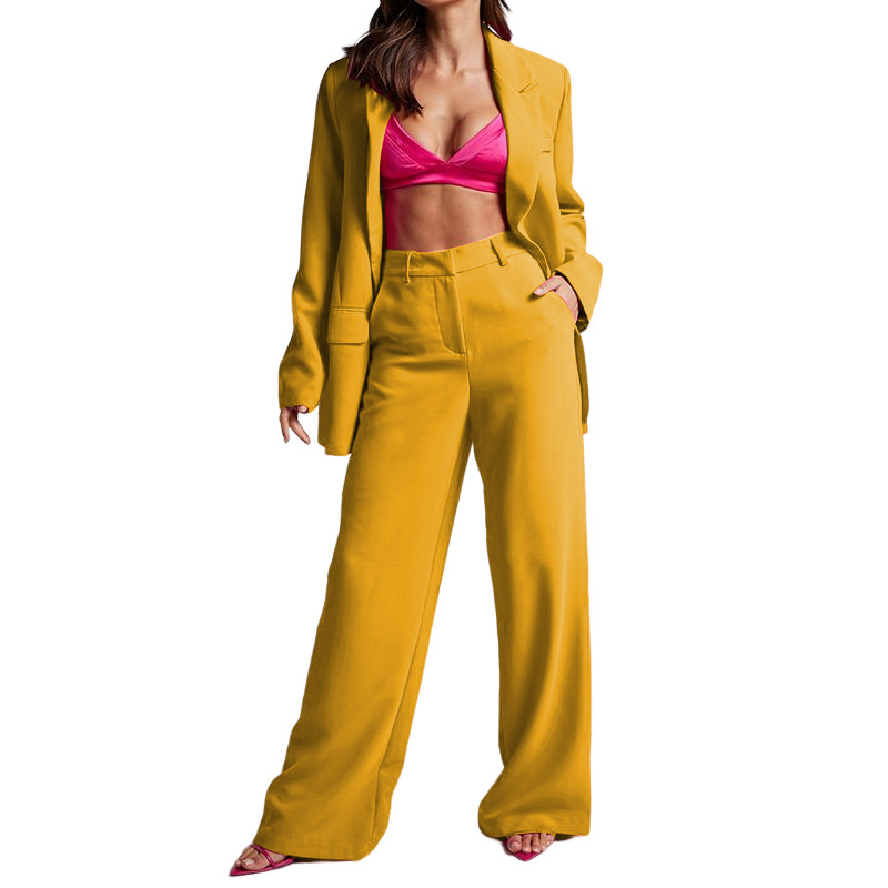 Women's Clothing 2024 Spring New Women's Fashion Temperament Lapel Long Sleeve High Waist Trousers Two piece Set_voghion.com