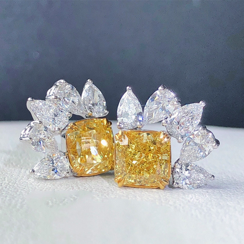 Europa Und Die Vereinigten Staaten Neue Exquisite Zirkongelbe Diamanten Eingelegte Wassertropfen-kupferohrringe display picture 4