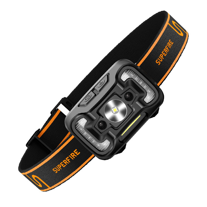 Shenhuo transfronterizo HL16 lámpara de pesca nocturna fábrica al por mayor de 45 grados de rotación de luz fuerte USB de carga LED Faro de inducción