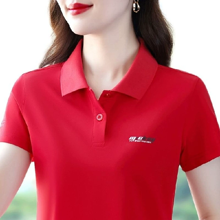 Летняя женская рубашка с коротким рукавом, свободного кроя, больших размеров, для женщин среднего возраста, спортивного стиля, с отложным воротником.