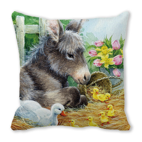 Christmas Happy Cute Animal Kitten Encrypted Peach Velour Home Decor Sofa Cushion Pillow ZT422