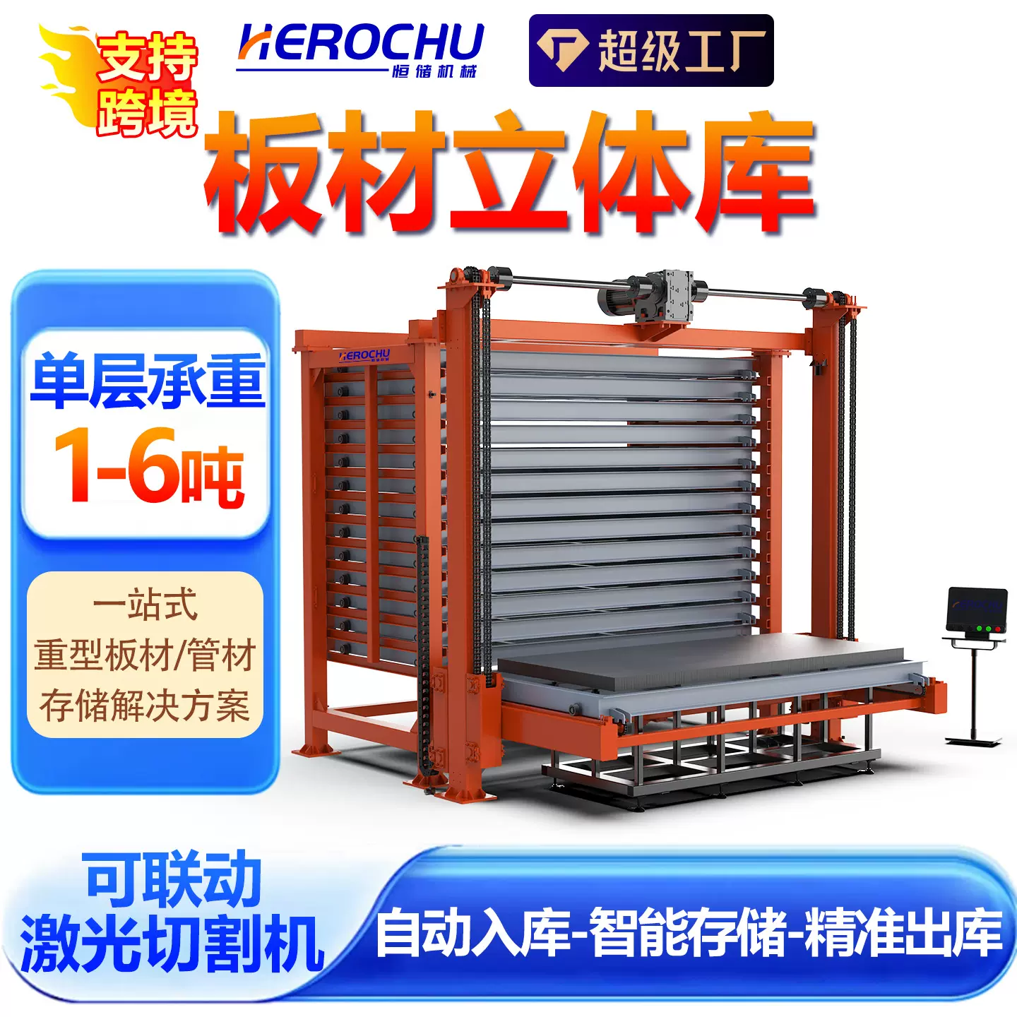 跨境自动化板材货架钢板立体升降料库重型激光切割智能钣金立体库