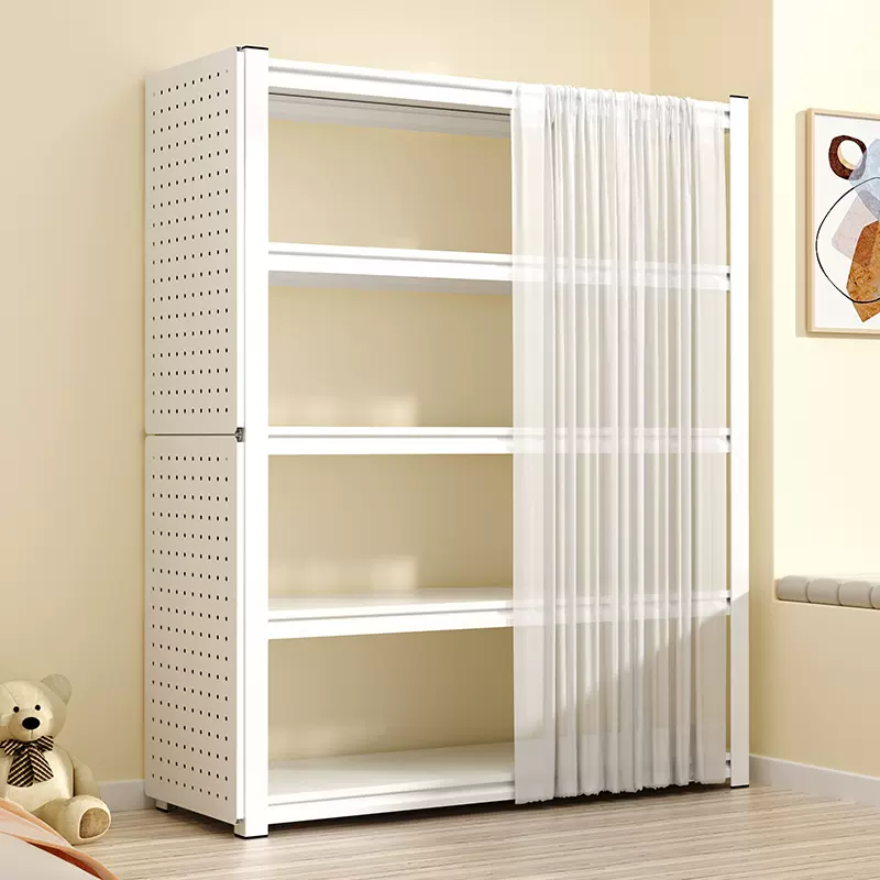 带防尘帘家用货架置物架多层储物架阳台收纳柜储藏间一体靠墙铁架