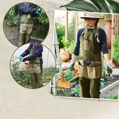 Amazon Garden and Garden Leggings Apron with Multiple Pockets Oxford Cloth Color Block Extended Length Garden Leggings Apron