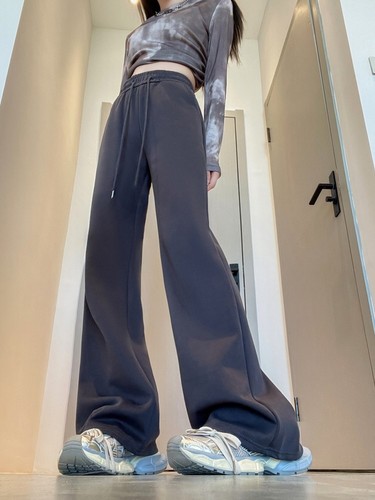 Women's Spring and Autumn New Lazy Casual Sport Waist Slimming Flared Wide Leg Pants