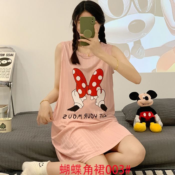 Chaleco al por mayor transfronterizo camisón mujeres verano lindo pozo versión coreana nuevo estilo caliente vestido de pijama ropa de hogar