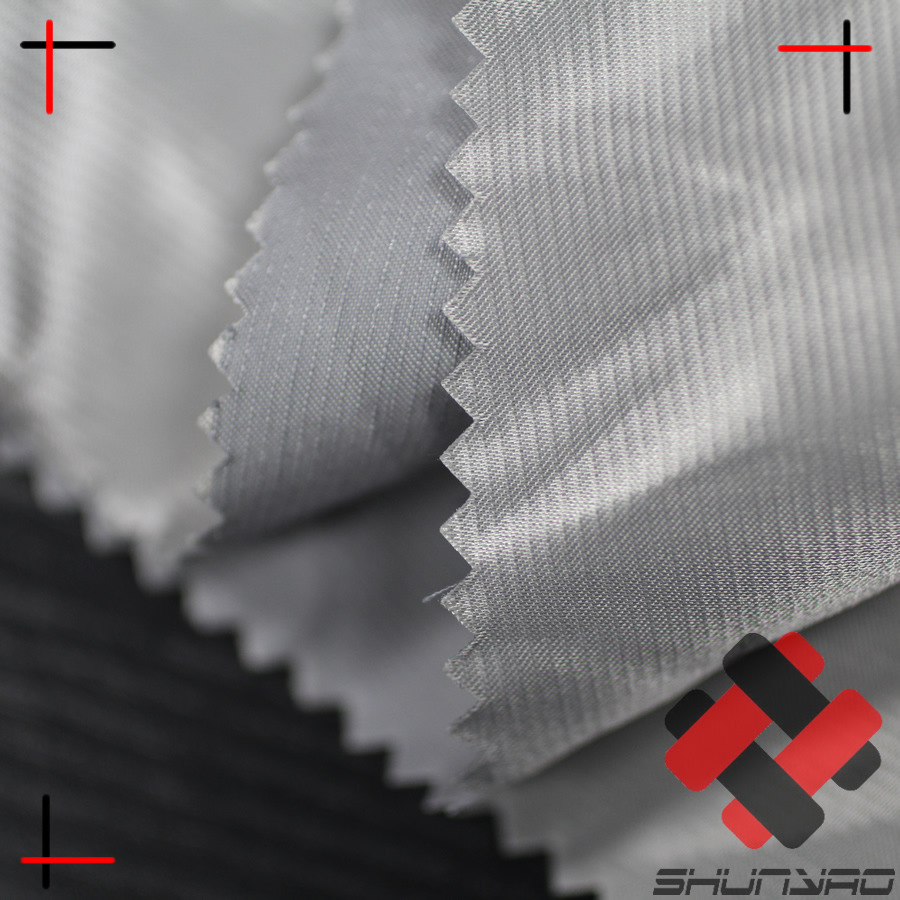 舜尧 涤棉半光横条缎面金属丝面料 记忆褶皱抗辐射布料