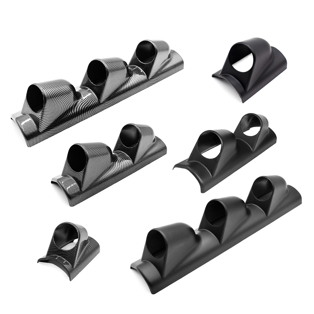 Car Modification Instrument Panel Cover 2inch Black Carbon Pattern 52mm Single Hole Double Hole Triple Hole Instrument Cover Base Left Frame