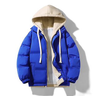 Fake Two-piece Hooded Cotton-padded Jacket Men's Winter Thickened Warm Trendy Brand Casual All-match Coat Bread Coat Cotton-padded Jacket