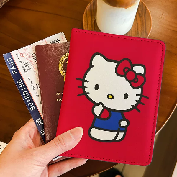 Cute Cat Cartoon Passport Holder Document Bag Protective Cover Multifunctional Card Holder Portable Storage for Overseas Travel