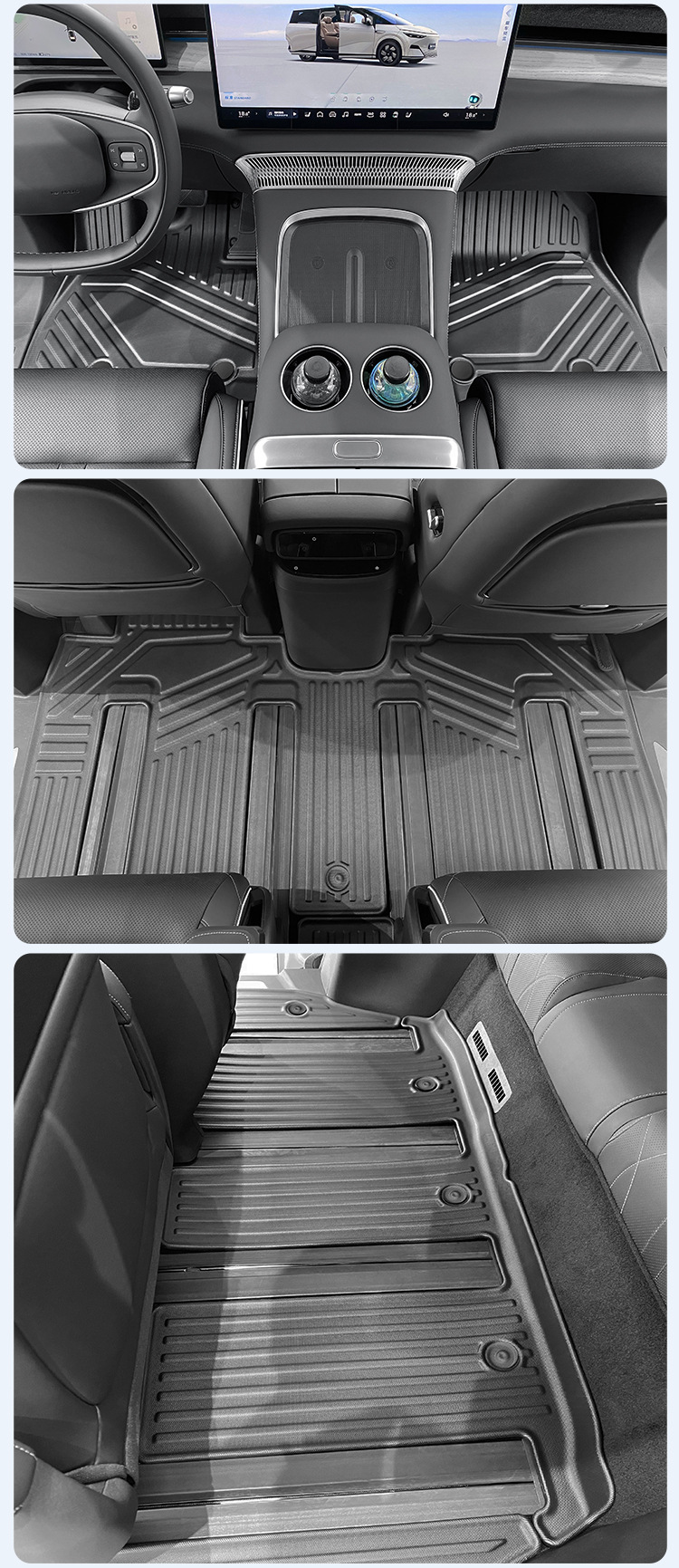 Suitable for 23-26 Models of Xpeng X9 Cars, Special Tpe Floor Mats for Left and Right Steering, Trunk Mat, and Backrest Cushion