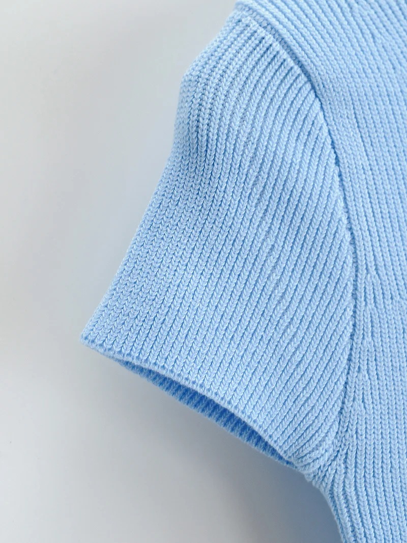 new polo collar knitted short-sleeved T-shirt NSAC37401