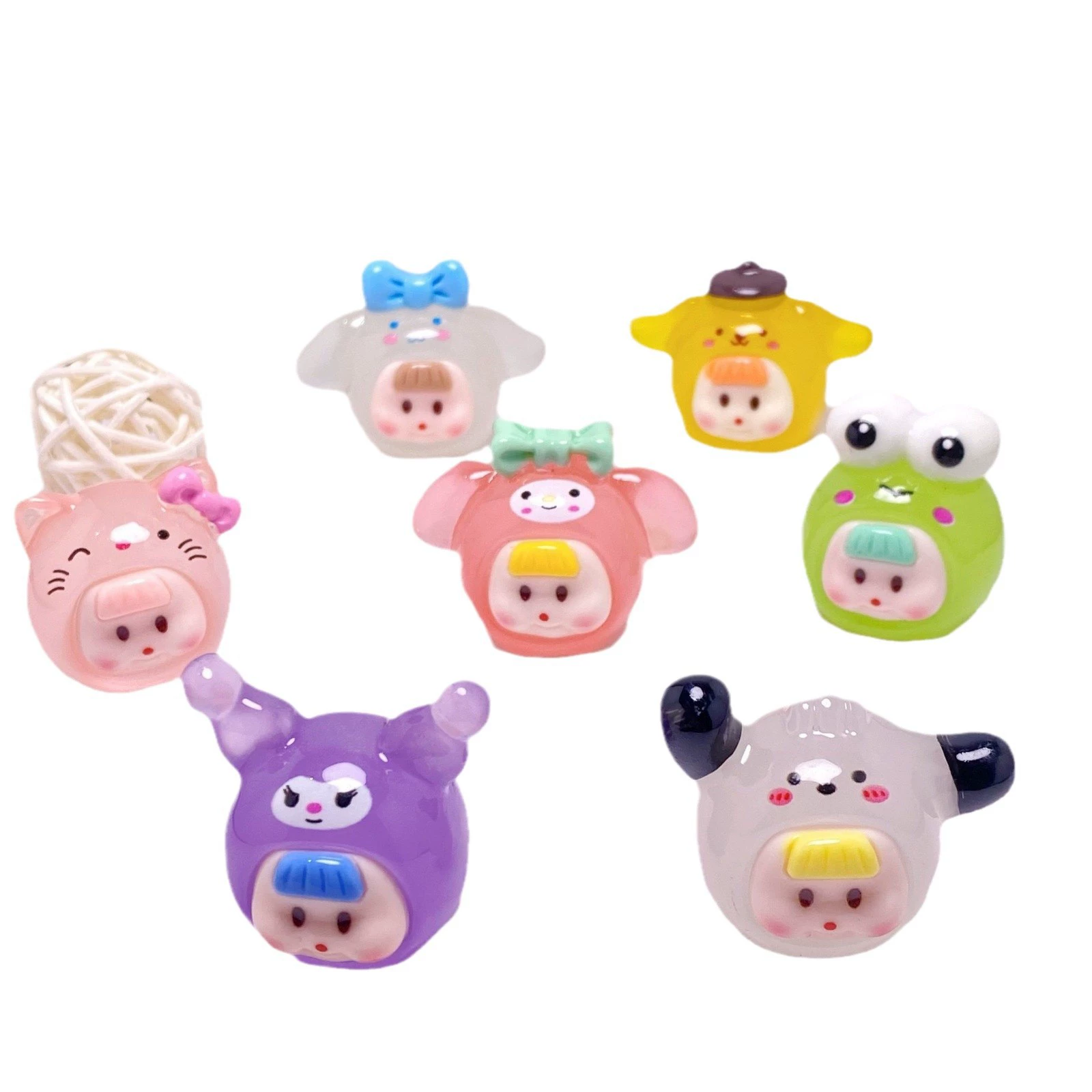 Sanrio, объёмный кремовый брелок, детская резинка для волос с аксессуарами, ручная работа
