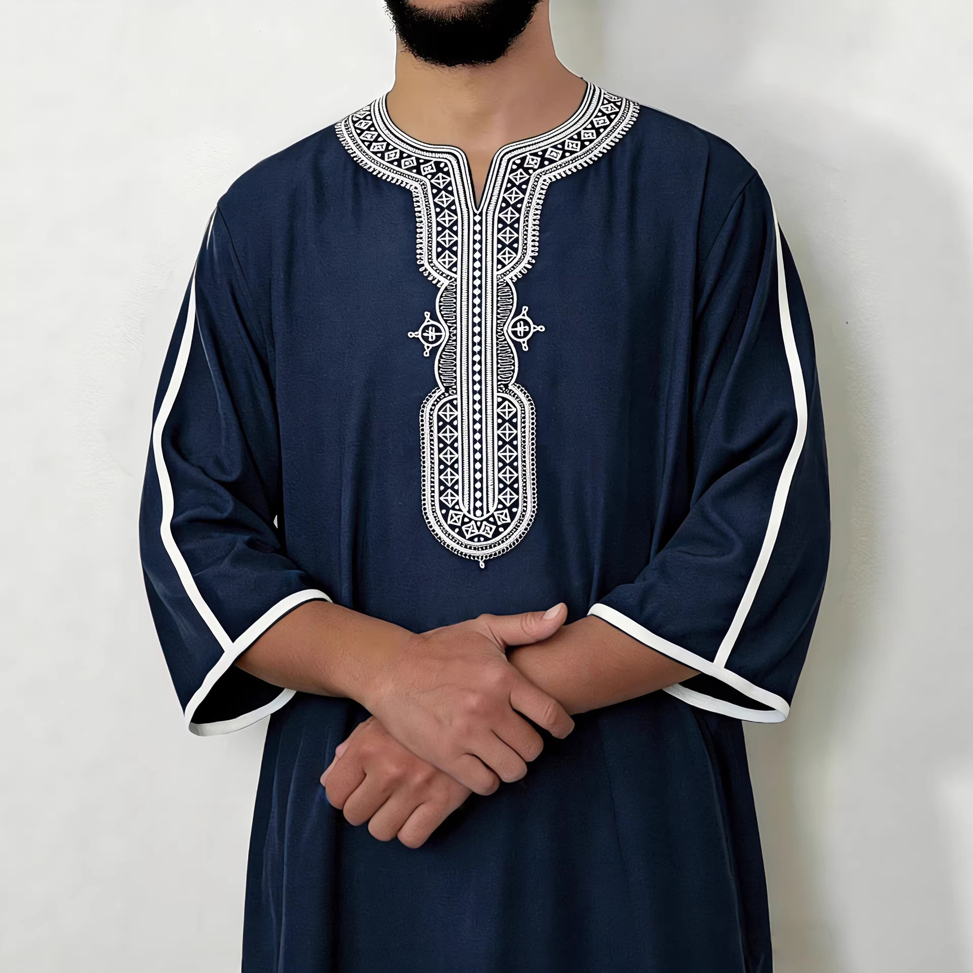 2026 New Model Cross-Border Foreign Trade Men's Clothing with Embroidered Sleeves and Side Pockets