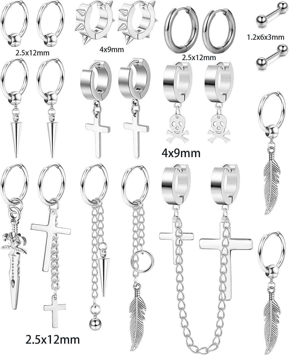 Fashion Titanium Steel Punk Earrings Stainless Steel Ear Jewelry Men Women Heart detail image 5