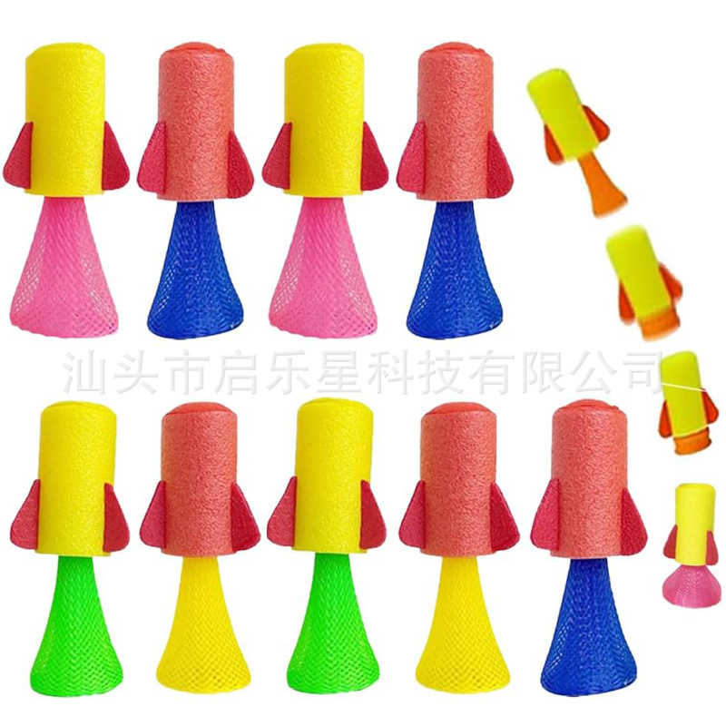 Cross Border Spring Rocket Launcher EVA Fingertip Bounce Figurine Children Sponge Projection Rocket Jump Man