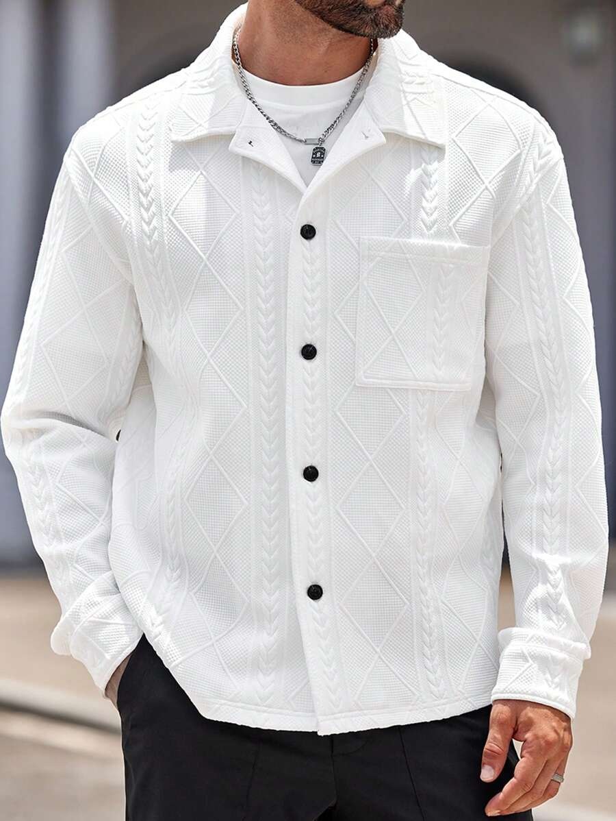 Herren Strickjacke Mit Jacquard Muster Und Stehkragen Für Herbst_voghion.com