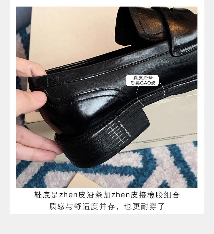 Giày lười nữ da bò mũi tròn gót vừa 3–5 cm — Điểm đen, Đốm nâu cổ điển chi tiết 13