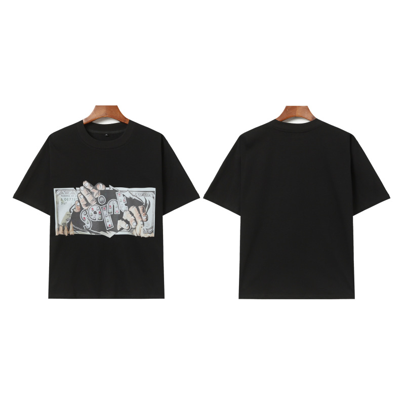 [高バージョン] ヨーロッパとアメリカの面白い熱転写ルーズ半袖 T シャツ女性用クロスボーダー卸売トレンディなブランド大きいサイズ外国貿易紳士服|undefined