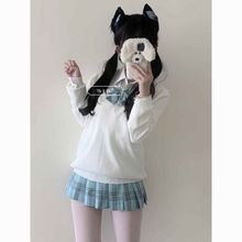 学院风JK制服套头针织衫秋冬格裙套装外穿毛衣薄款软妹长袖上衣女