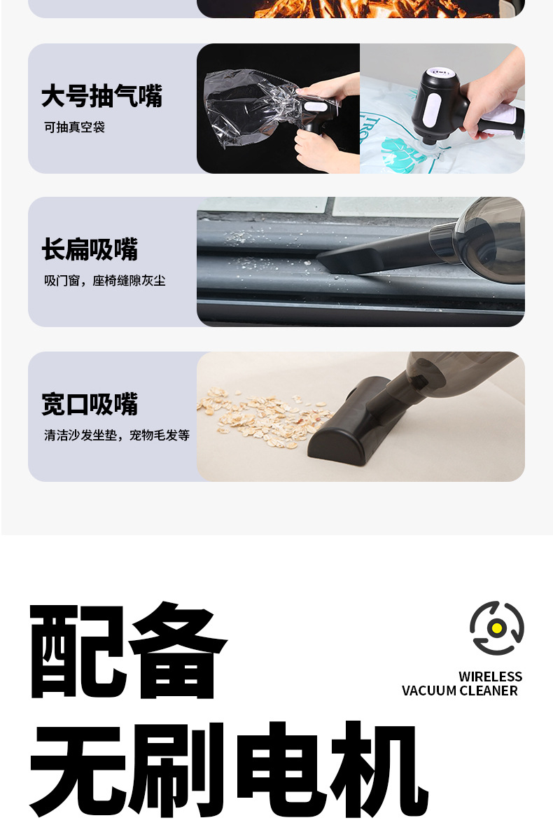 Car Vacuum Cleaner, Handheld Small Wireless Vacuum Cleaner, Blowing and Suction All-In-One, Dual-Use for Car and Home, Super Powerful Suction Vacuum Cleaner