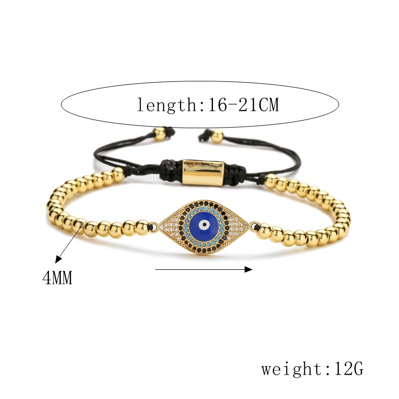 Simple Style Devilu0027S Eye Heart Shape Copper Inlay Zircon Bracelets 1 Piece