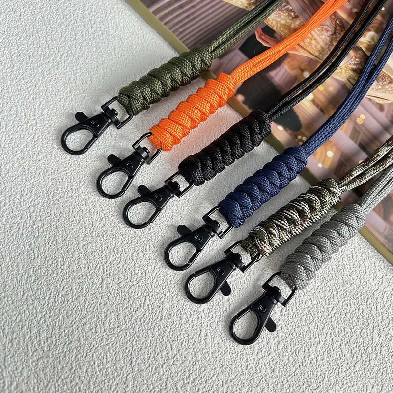 W3 Manufacturer's In-Stock Phone Lanyard, Hand-Woven Neck Strap, Fish Mouth Keychain, 7-Core Paracord, Id Card Strap, Cross-Border