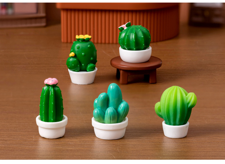 1 Piece Quantity Cartoon Style Cactus Plastic Resin Ornaments Artificial Decorations