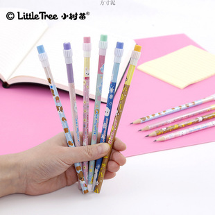 Small Sapling Pencil Primary School Kidsren Hb Pencil Round Rod Colorful Large Leather Head Pencil Cross-Border Factory Export Wholesale