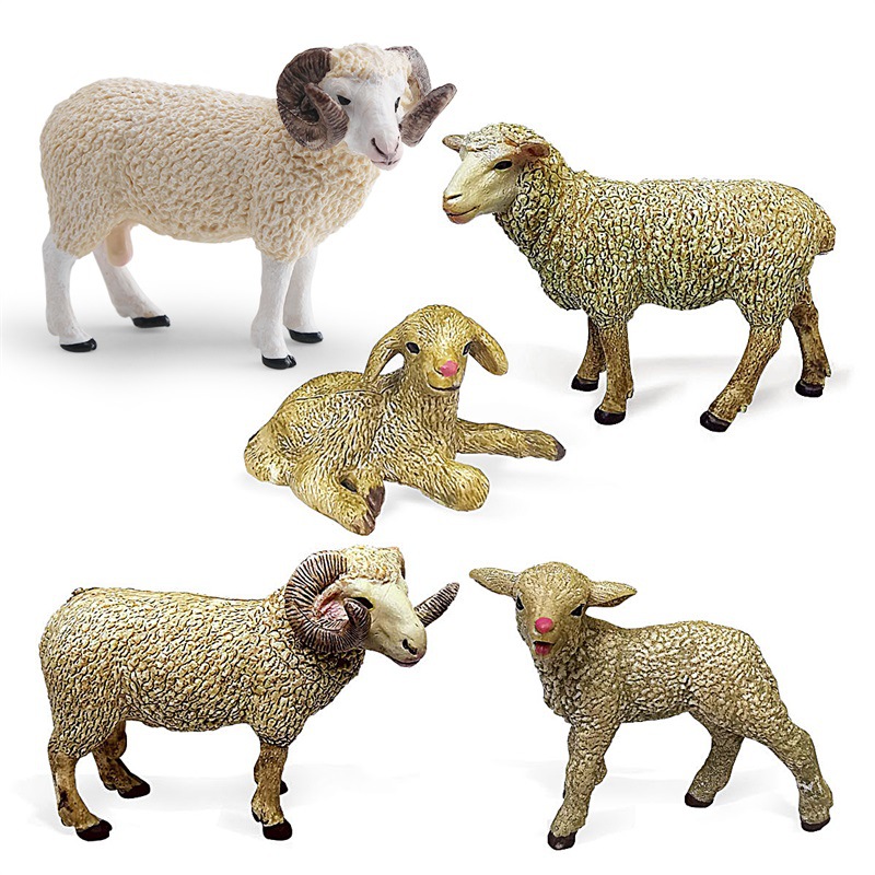 Simulación granja Rancho paisaje en miniatura animal ovejas modelo traje sólido estático bebé madre ovejas