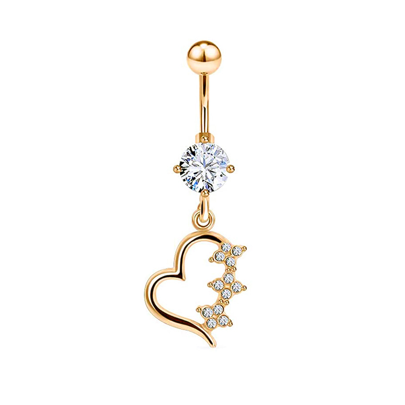 Gold Star Navel Ring 316L Surgical Steel Belly Button Piercing Jewelry Dangle CZ detail image 12