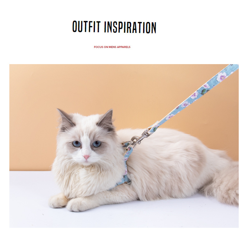 Fabricante en stock nuevo pecho floral para mascotas y traje de cuerda de tracción trasera cuerda de tracción perro cuerda de gato cuerda para caminar