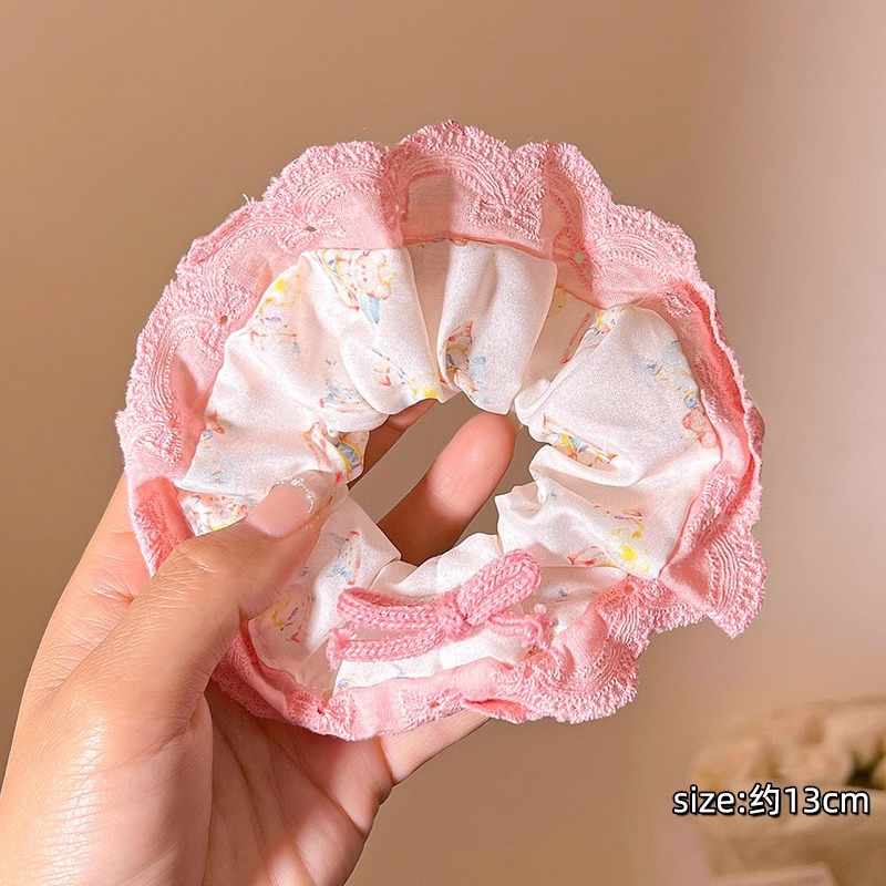 Encaje retro francés, diadema de intestino grueso, mujer 2025, nuevo estilo, cuerda para el cabello, banda de goma, lazo, dulce cuerda para el cabello, accesorios para el cabello