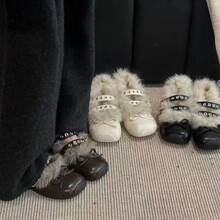 mollykiki韩系毛茸茸玛丽珍女2025冬季新款保暖舒适休闲防滑单鞋