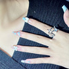 Long nail stickers for manicure, fake nails with bow for nails, ready-made product, wholesale, mid-length