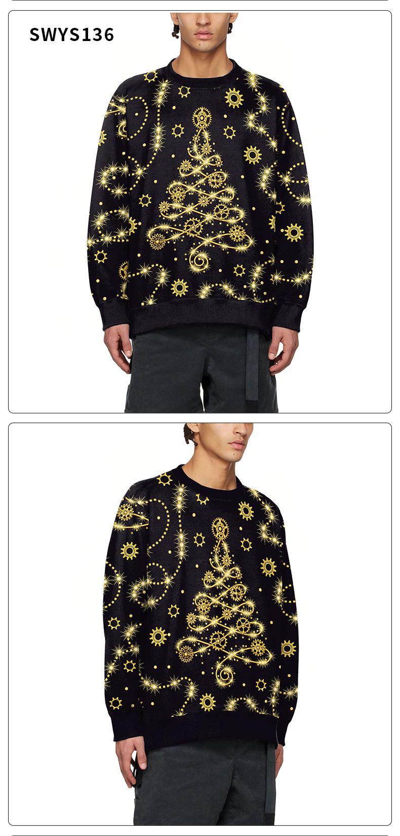 Nieuwe kleding Kerst Elanden 3D digitaal printen ronde hals trui casual koppeloutfit_voghion.com