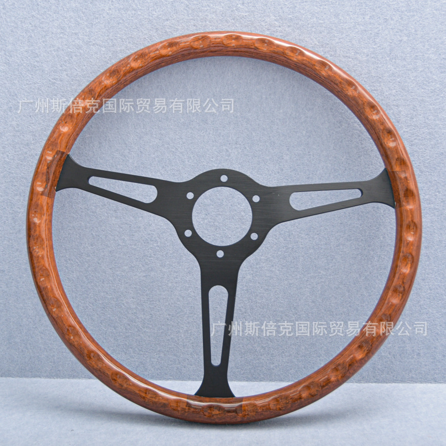 Factory Direct Sales General Car 15inch Retro Peach Wood Steering Wheel Modified Shallow Concave Steering Wheel
