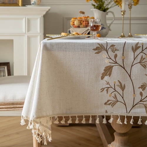 Cotton and linen tablecloth linen rectangular small fresh simple modern western restaurant tablecloth coffee table tassel cover