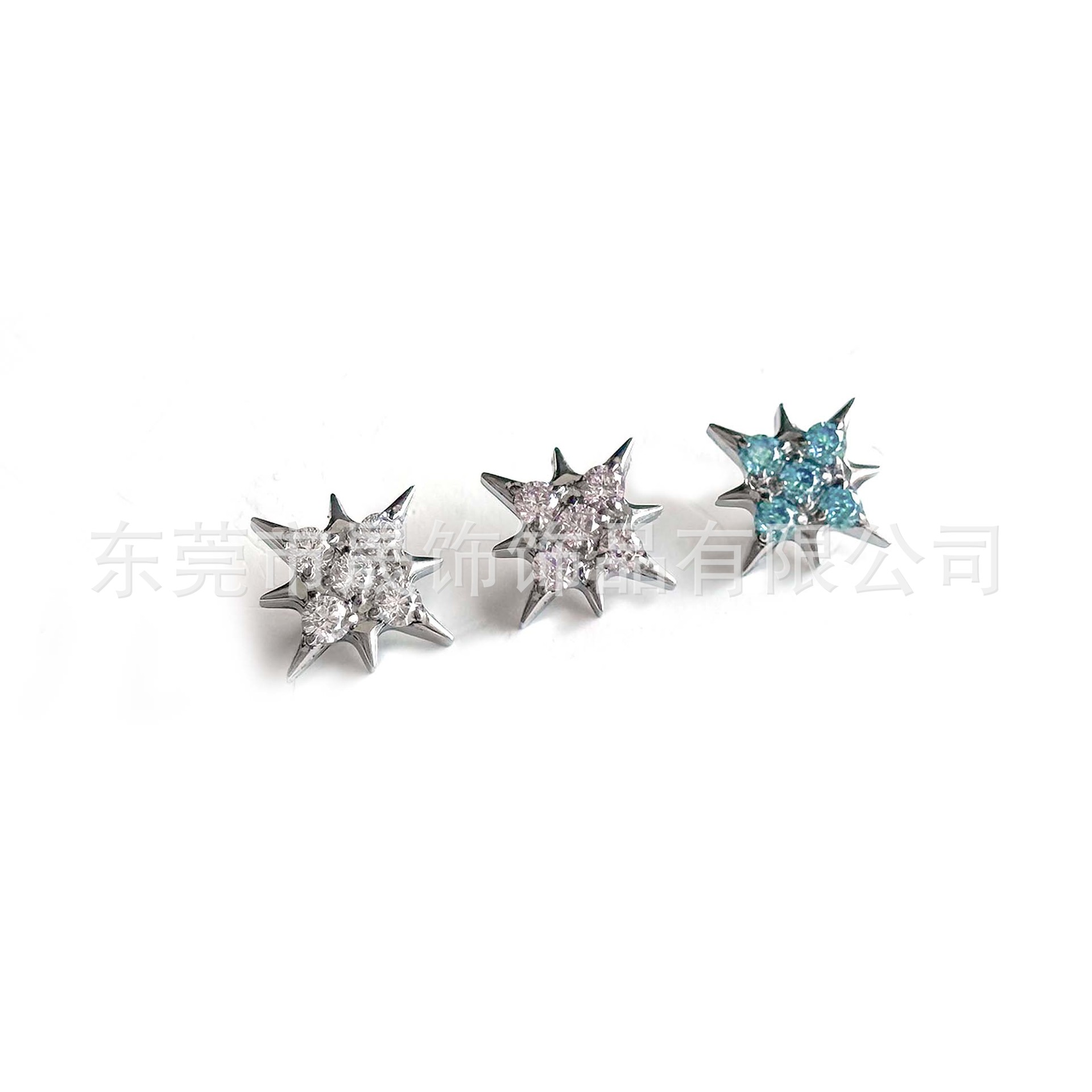F136 Titanium 八芒 Star Ear Stud Studded Cubic Zirconia Labret Stud G23 Implant Grade Titanium 人体 Piercing Jewelry Accessories 头