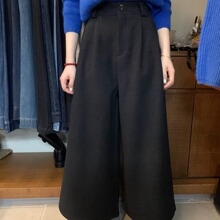 Sailor Moon想象家2025冬季休闲阔腿裤女高腰压褶加厚九分直筒裤