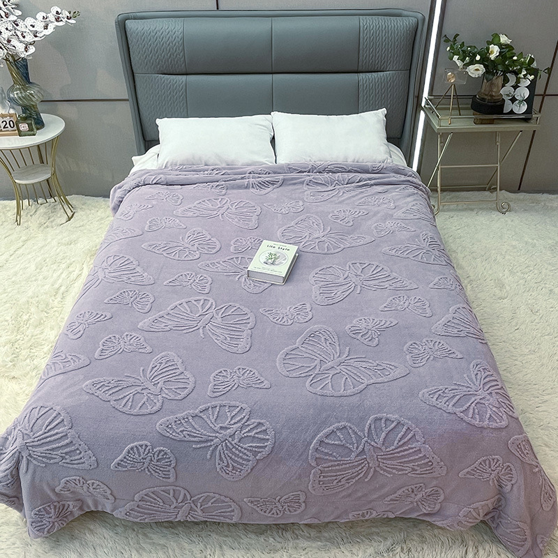 Comercio electrónico transfronterizo 2025 Pagoda de flores de mariposa Manta de terciopelo de cordero Manta gruesa y cálida Manta de color sólido de comercio exterior