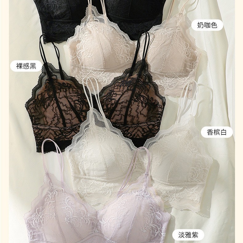 Clothes rack-mounted lace fixed triangle cup beautiful back gather comfortable top breast shoulder strap sexy lingerie 258