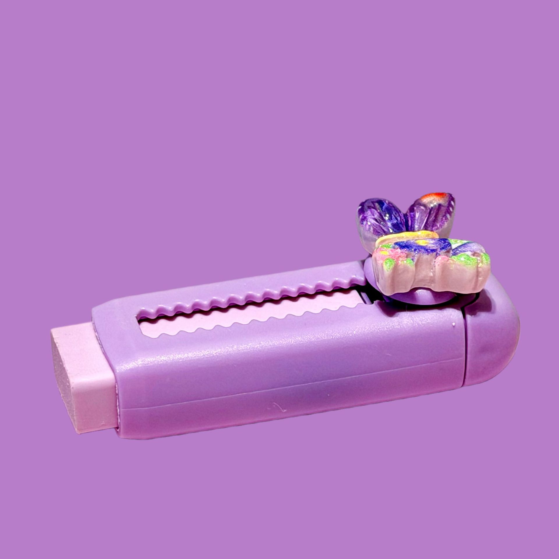 Papelería de dibujos animados de color mariposa empujando y tirando borradores de lápiz limpio borradores de lápiz limpio borradores de lápiz limpio